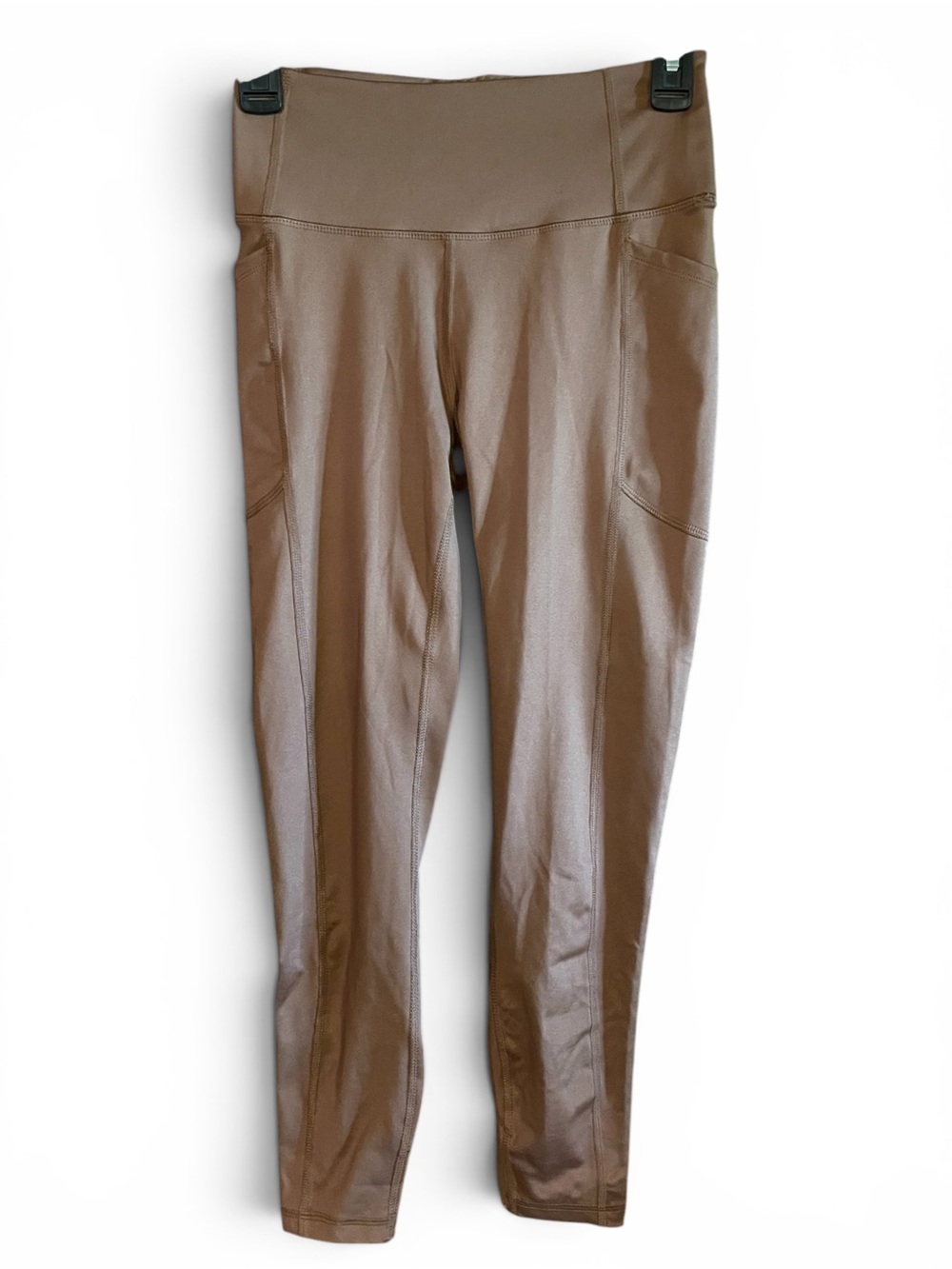 Victoria Secret VSX Womens Small Short Leggings Tan Brown Pockets Yoga Pants